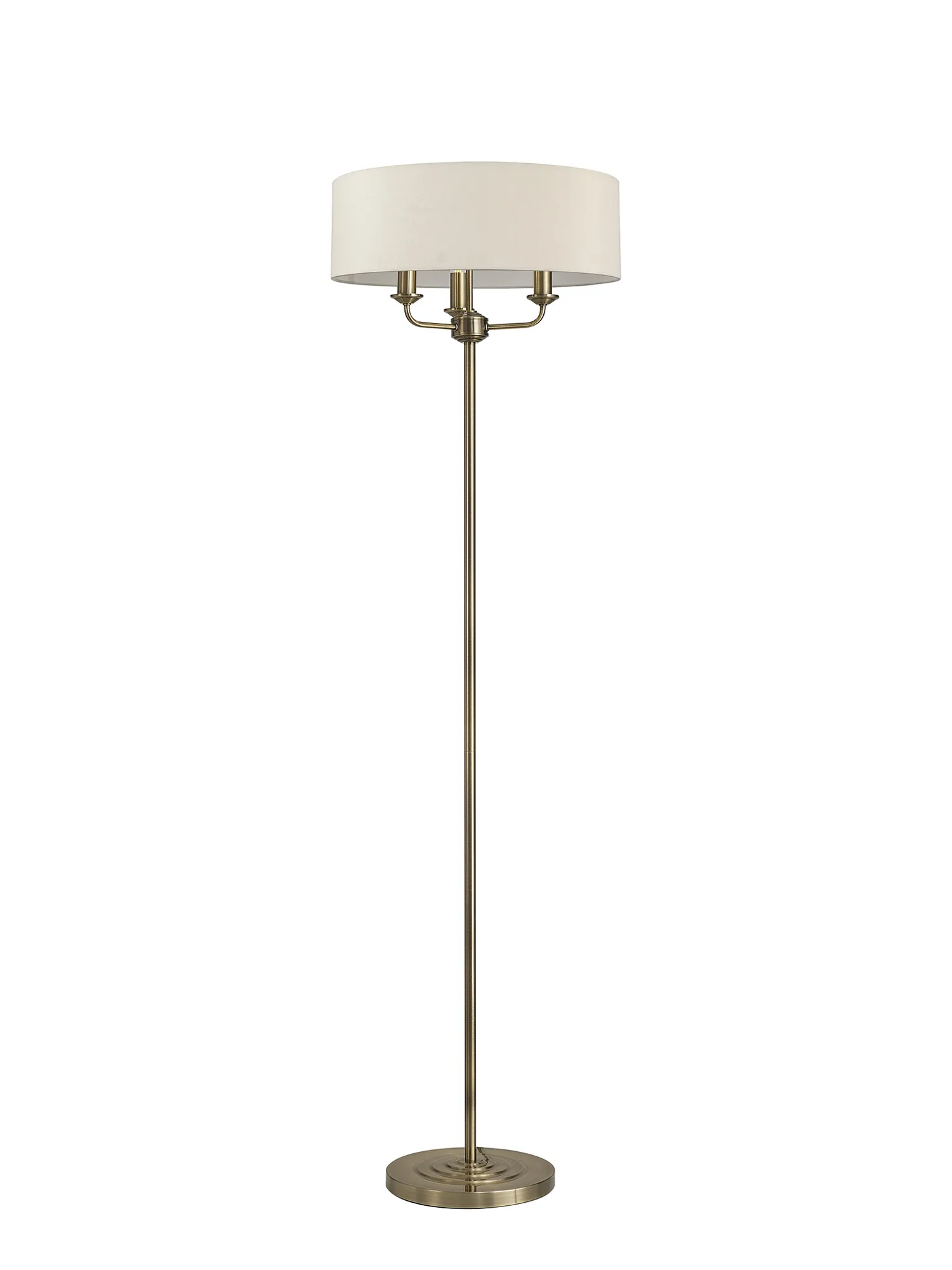 Banyan 45cm 3 Light Floor Lamp Antique Brass, Nude Beige DK0905  Deco Banyan AB NU